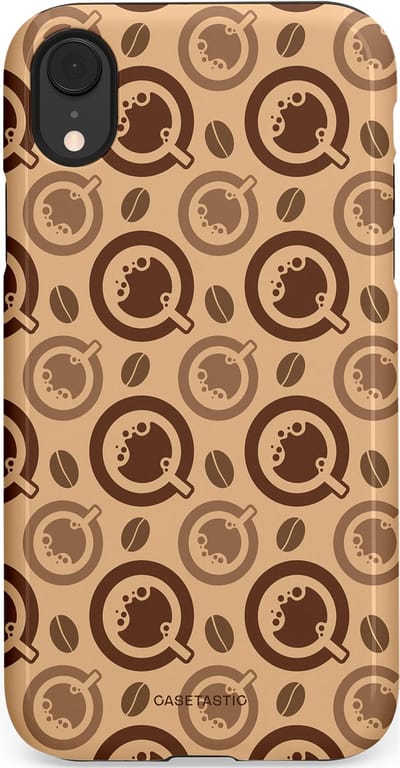 Casetastic Hoesje Geschikt voor Apple iPhone Xr - Stijlvolle Beschermende Duo-layer Case - Cappuccino Ontwerp