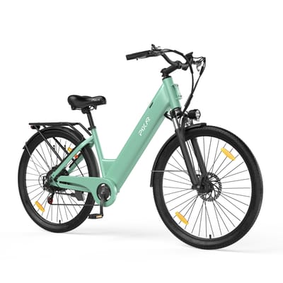 PIXAR C1 Elektrische Stadsfiets, 36V 13Ah Verwijderbare Batterij, Shimano 7-Speed groen