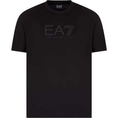 Emporio Armani EA7 T-shirt Simple Uni à Manches Courtes et Col Rond Coupe Droite Hauts pour Homme Noir 7M000224-AF10375-UC001 S black