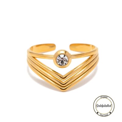 Soraro Zirkonia Ring | 4-Delig | Goudkleurig | Elegante Ring | Dames Ring | Klemring | Vrouwen Cadeau | Cadeau voor Haar | Moederdag
