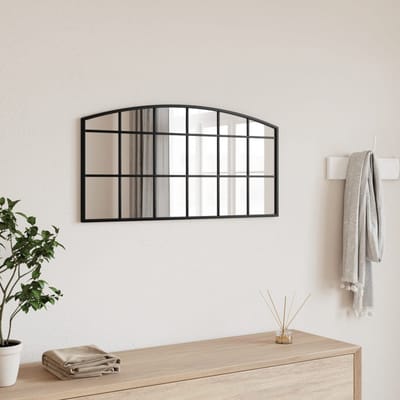 vidaXL - Wandspiegel - boog - 80x40 - cm - ijzer - zwart