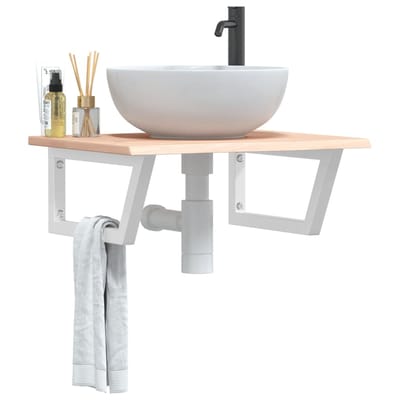 vidaXL - Badkamer - wandschap - staal - en - massief - eikenhout