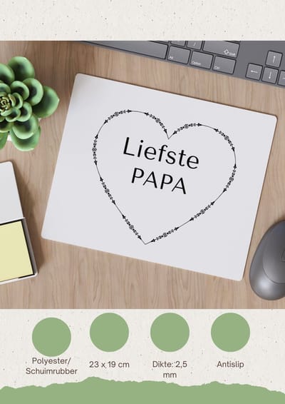 Akyol - liefste papa Muismat - Vader - de liefste papa - vader cadeautjes - vaderdag - verjaardag - geschenk - kado - vader artikelen - 23 bij 19 cm