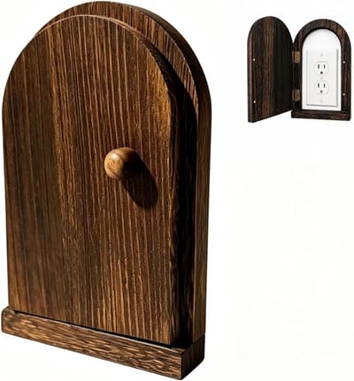 Houten Stopcontactafdekking - Stopcontact Afdekking - Outlet Covers - 16.5 X 12 Cm - Schakelaar Beschermhoes - Deurontwerp - Stopcontact Accessoires - Zelfklevend - Geschikt Voor Kinderkamers, Slaapkamers, Gangen En Woonkamers
