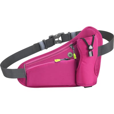 Sac de ceinture d'hydratation de sport, sac banane de course avec porte-bouteille d'eau pour hommes et femmes rouge rose