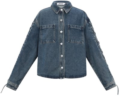 Dames jeansjack van geweven katoen - casual jack met sluiting en comfortabele pasvorm