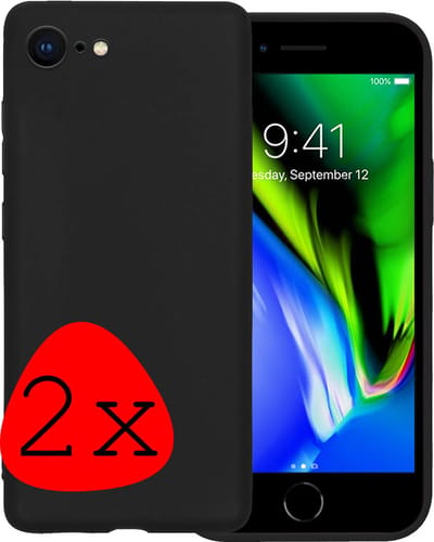 Hoesje 2 Stuks - Geschikt voor Apple iPhone 7 - Sterk & Shockproof - Case Siliconen - Back Cover - Telefoon Hoes - Zwart