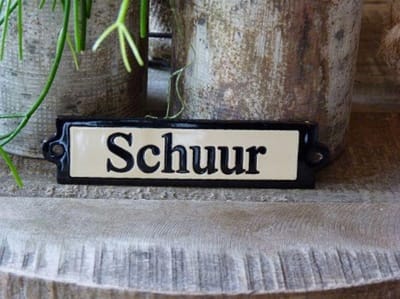 Emaille deurbordje recht 'Schuur'