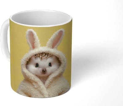 Mok - Koffiemok - Egel - Paashaas - Kostuum - Mokken - 350 ML - Beker - Koffiemokken - Theemok