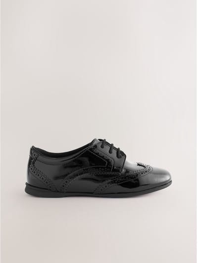 Next - Meisjes - Leren brogues met veters voor school - Zwart