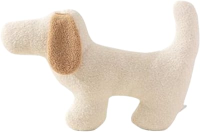 Hond - Sierkussen in vorm van hond – 35x50 cm Wit/Bruin - Luxe Pluche Knuffelkussen voor Kinderkamer & Woondecor – RBAN SPCTRA®