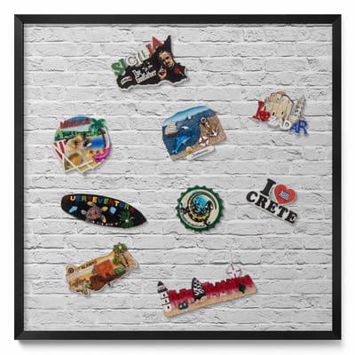 Tulup Magneetbord met Zwarte Frame - Grijs Magneetbord met Patronen - 50 cm x 50 cm - Bakstenen muur lichte muur - Memobord voor Keuken - Magnetisch Wandbord - Magnetisch Bord Kindvriendelijk