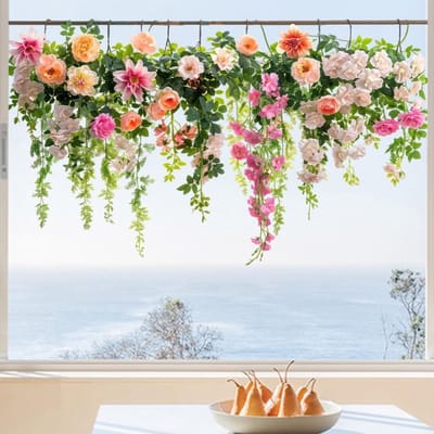 Kleurrijke bloemenboeket raamstickers - Decoratieve raamstickers - Bloemen raamdecoratie - Bloemen raamfolie - Geschikt voor keukens, badkamers en kantoren - 30×60cm