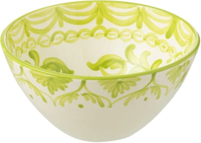 J-Line kom Granada High - keramiek - wit/groen - medium - Ø 22 cm