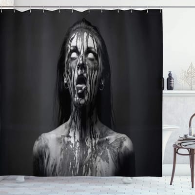 ABAKUHAUS Zombie Douchegordijn – 175x220 cm – Zwart/Wit, Waterafstotend