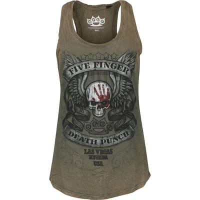Five Finger Death Punch Top - Logo - S tot XL - voor Vrouwen - beige