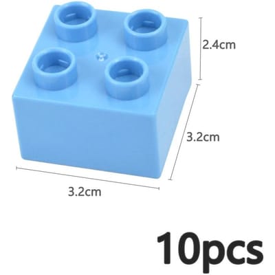 10 Pièces Blocs de Construction Colorés Grande Taille 2x2 Points Grandes Figurines Briques à Impression Épaisse Jouets Éducatifs pour Enfant Compatibles avec Duploes