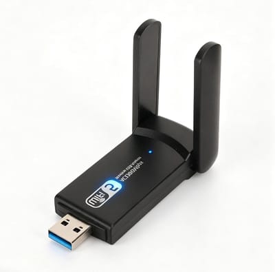 Draadloze USB-netwerkadapter, wifi-ontvanger, 1300 Mbps, dual band, 24 GHz, 58 GHz, netwerkkaart met USB 30-interface voor desktop, pc en laptop, zwart