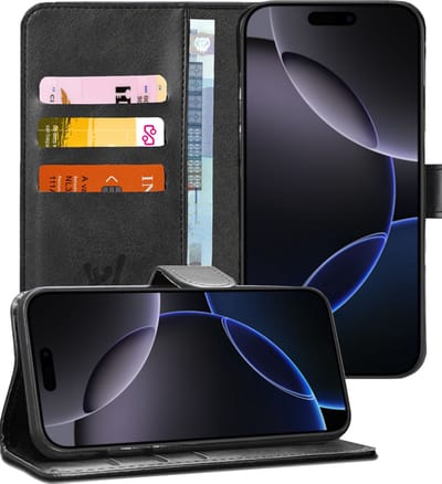 Hoesje geschikt voor iPhone 16 - Portemonnee Book Case Zwart