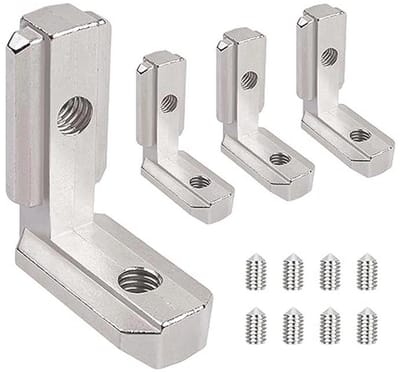 4 Stuks L-vormige Hoekverbindingen voor 30-serie Aluminium Profielen - T-groef Binnenhoek 90° Zinklegering