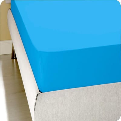 Homee Hoeslaken Jersey stretch turquoise 160/180 x 200/220 +35cm tweepersoons bed 100% Katoen
