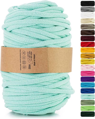 Macramé garen - Katoenen koord - Knutselen en decoreren - Met polyester kern - 9 mm dik 50 m - Celadon