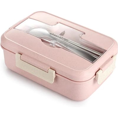 Magnetron Lunchbox Tarwestro Servies met Lepel Eetstokjes Voedselopbergcontainer Kinderen School Kantoor Bento Box white