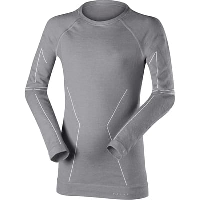 FALKE Wool-Tech sneldrogend wol functioneel materiaal functioneel shirt met lange mouwen kinderen grijs - maat 110-116