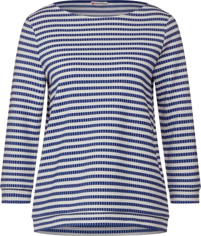 Street One Gestreept Dames T- shirt met 3/4-mouwen - fresh intense gentle blue - Maat 36