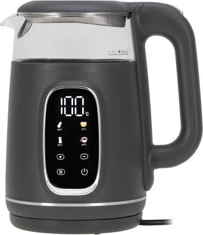 MMP® Waterkoker glas - Waterkoker - ‎Donkergrijs Zilver - 21 cm x 16 cm x 25 cm