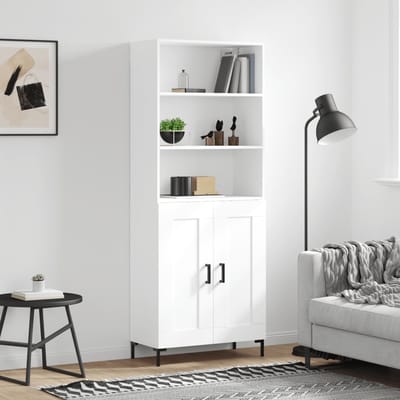 vidaXL - Hoge - kast - 69,5x34x180 - cm - bewerkt - hout - wit
