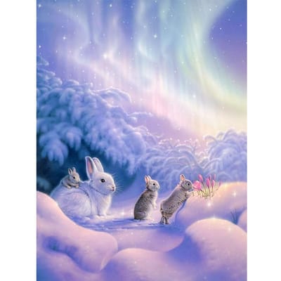 Home Decor DIY 5D Diamantborduurwerk  Konijn aurora  Kruissteekset Hobby Craft 20X30CM gray