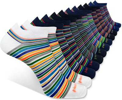 Pierre Cardin Sneakersokken Heren - 12 Paar - Premium Gemerceriseerd Katoen - Naadloze Teen - Ademend & Zacht - Maat 40-46 - Multicolor Strepen - PCE01