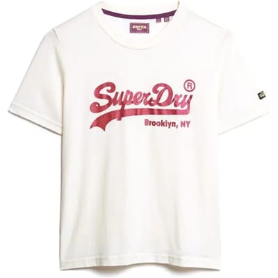 Superdry T-shirt Embellished Vl T Shirt W1011246a 8ml Desert Bone Off White Dames Maat - XS