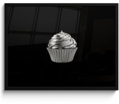 Poster in lijst - Fotolijst 80x60 cm - Posters - Cupcake - Luxueus - Zilver - Posterlijst zwart - Decoratie - Wanddecoratie woonkamer - Muurdecoratie slaapkamer