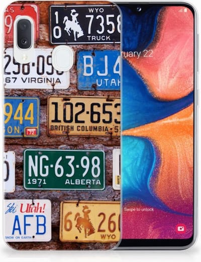 Samsung Galaxy A20e Siliconen Hoesje met foto Kentekenplaten