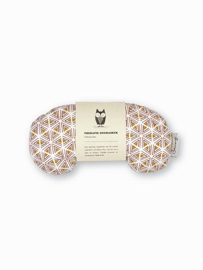 Oogmasker warmtekussen - Geopatroon oranje - Duurzaam cadeau - Kersenpitten - Meditatiekussen - Oogkussen - Yoga - Meditatie - Ontspanning - Migraine