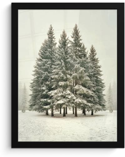 Poster in lijst - Fotolijst 30x40 cm - Posters - Bomen - Sneeuw - Wit - Posterlijst zwart - Decoratie - Wanddecoratie woonkamer - Muurdecoratie slaapkamer