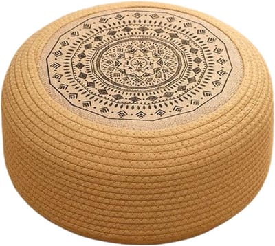 Vloerkussen - Zitmat Meditatie - Rust Moment Creëren - Handgeweven Jute - 40 cm Diameter - Zwart