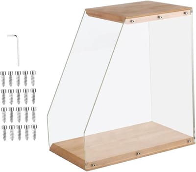 Vinylplatenhouder Organizer - LP Display - Muziek Collectie Tonen - Hout Acryl Combinatie - 33 cm Breed - Transparant