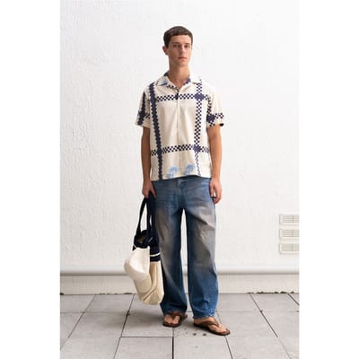 Heren Geometrische Poplin Korte Mouwen Shirt