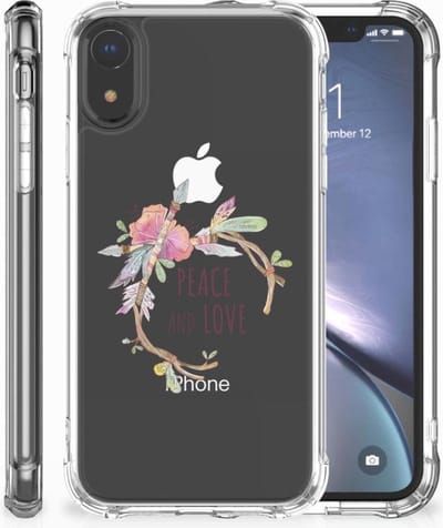 TPU Case Anti-Shock voor Apple iPhone Xr Stevig Bumper Hoesje Boho Text