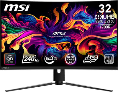 MSI MPG 321CURXDE QD-OLED computer monitor 80 cm (31.5") 3840 x 2160 Pixels 4K Ultra HD Zwart