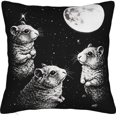 Triest Hamster Gezicht Kussensloop Polyester Kussenhoes Decoratieve Meme Sierkussenhoes Huis Vierkant 45X45cm 45x45cm