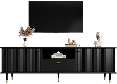 TV-Meubel - 150 cm - Met Open Vakken En Lades - Soft Close Scharnieren - Gelakt - Natuur