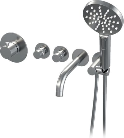 Brauer Chrome Edition thermostatische inbouw regendouche SET 12 met 30 cm douchekop en plafondarm en 3-standen handdouche en doucheslang en wandaansluitbocht chroom