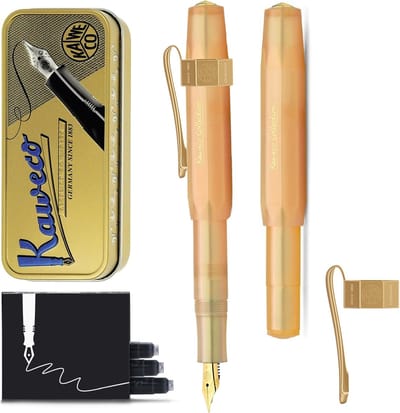 Kaweco - Collection Apricot Pearl - EXTRA BREED - Vulpen - met clip - Limited Edition - in vintage blikje - met extra doosje vullingen