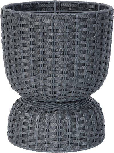Handed By - Plantenmand - Plantenstandaard - Bloempot - Duurzaam- Handgevlochten - Handed By Twist Diabolo maat small - donkergrijs- dark grey