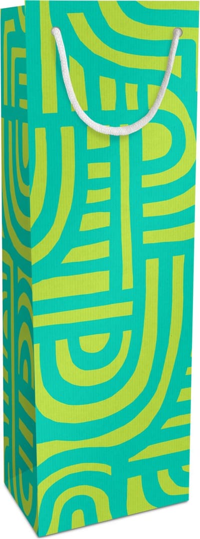 Tasje 12x36x10cm, Fantasie Kraftpapier Labyrinth Groen