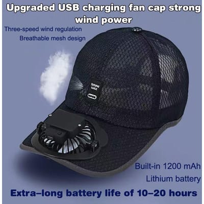 Casquette de Baseball en Maille à Énergie Solaire Unisexe Réglable Respirante Séchage Rapide Chapeau de Soleil pour Sports d'Extérieur Course à Pied[G32] black